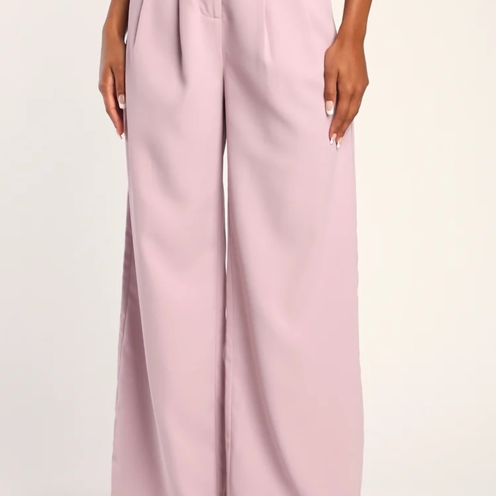 Lulu's Soft Pink Wide-Leg Pants